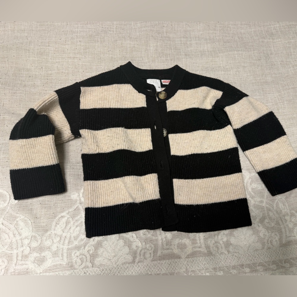 Zara Black and Cream Striped baby Cardigan